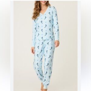 PJ Salvage Blue Star Pajama Set ski nwot